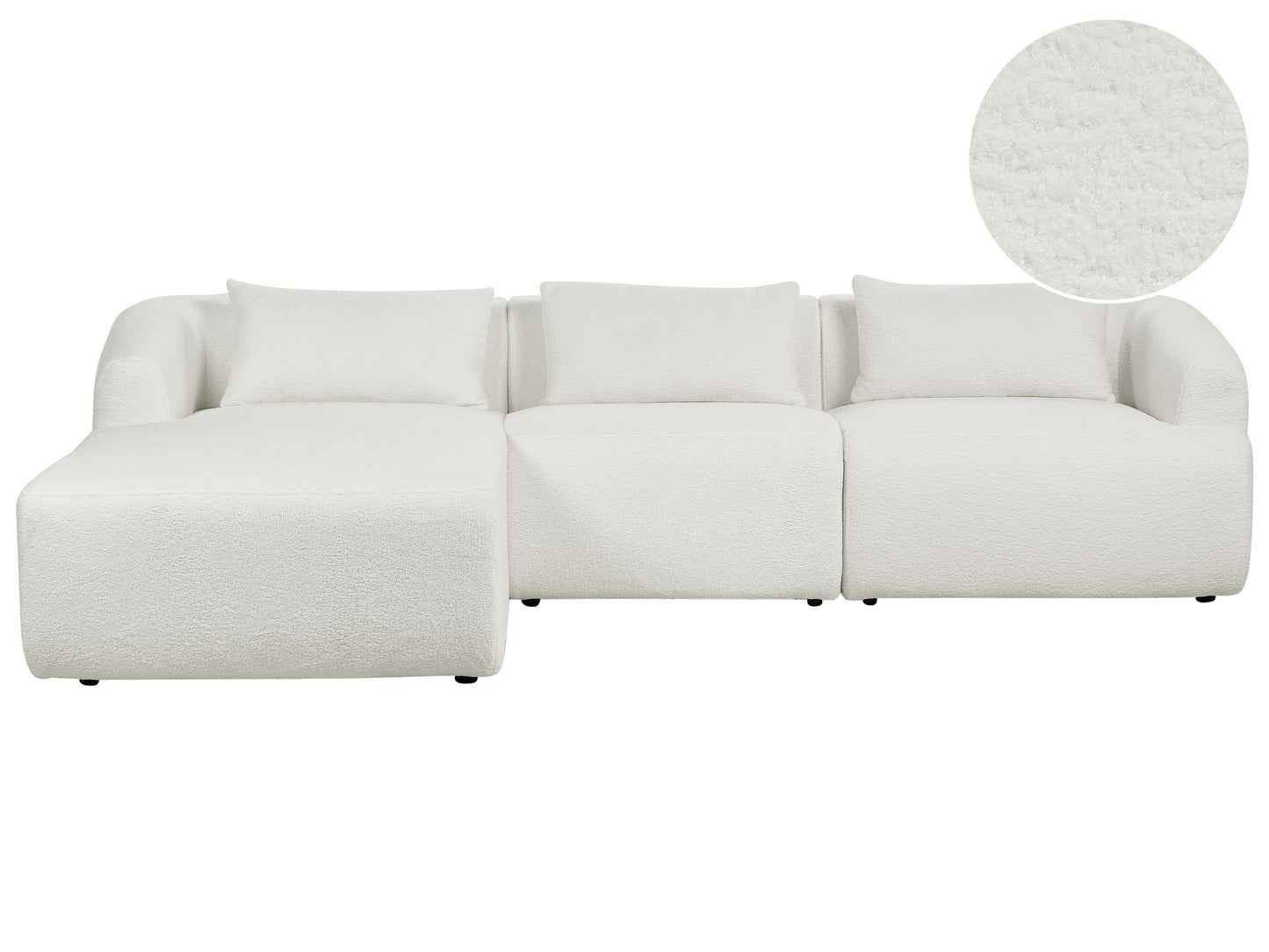 3-Sitzer Ecksofa Bouclé cremeweiss rechtsseitig SVANSELE