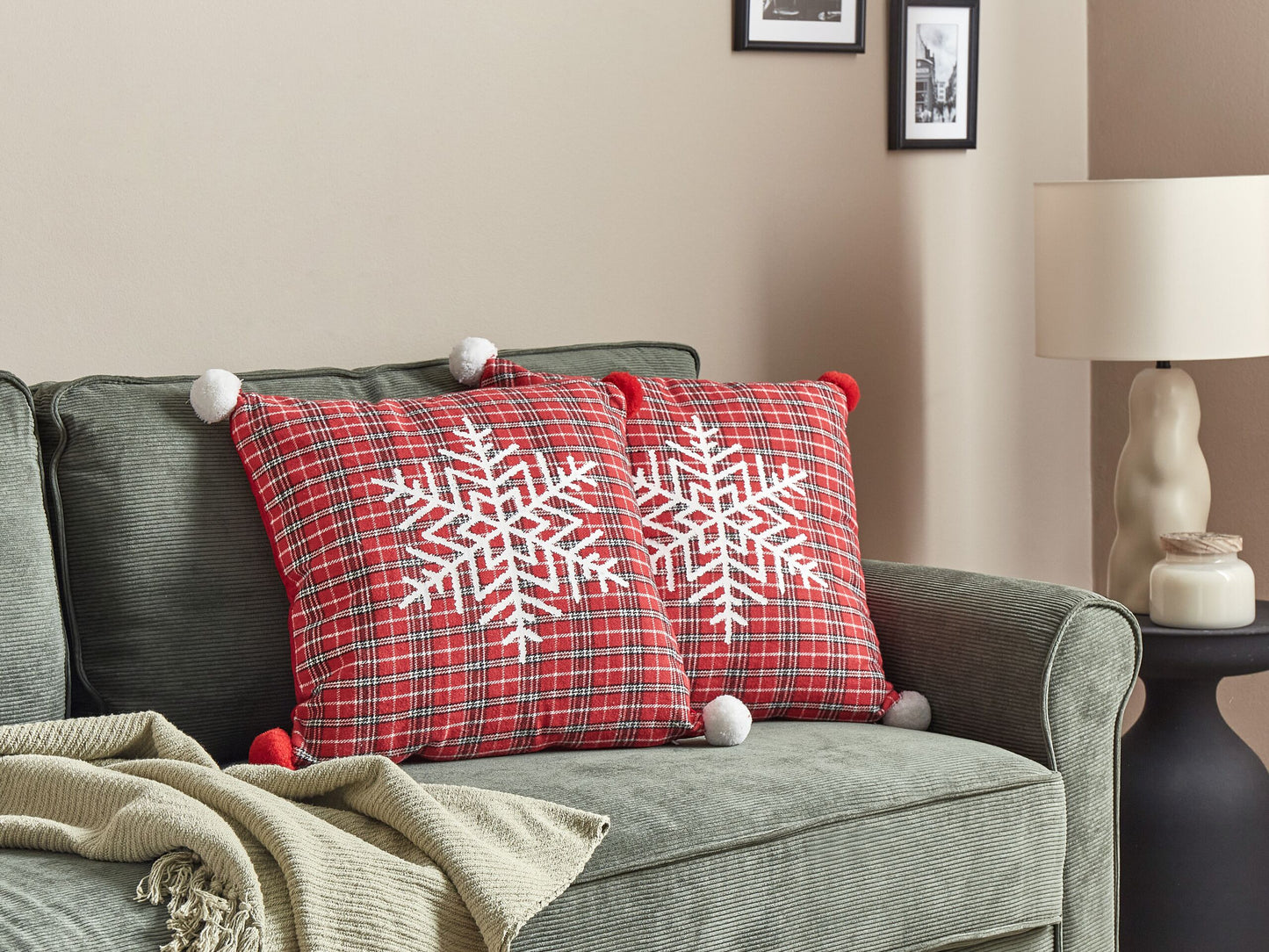 Dekokissen 2er Set LONICERA 45 x 45 cm Rot Weihnachtsmotiv