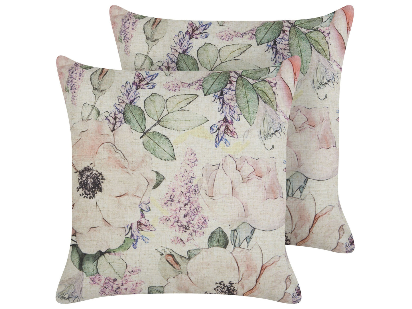 Dekokissen 2er Set ZAHRIYE 45 x 45 cm Violett Blumenmuster