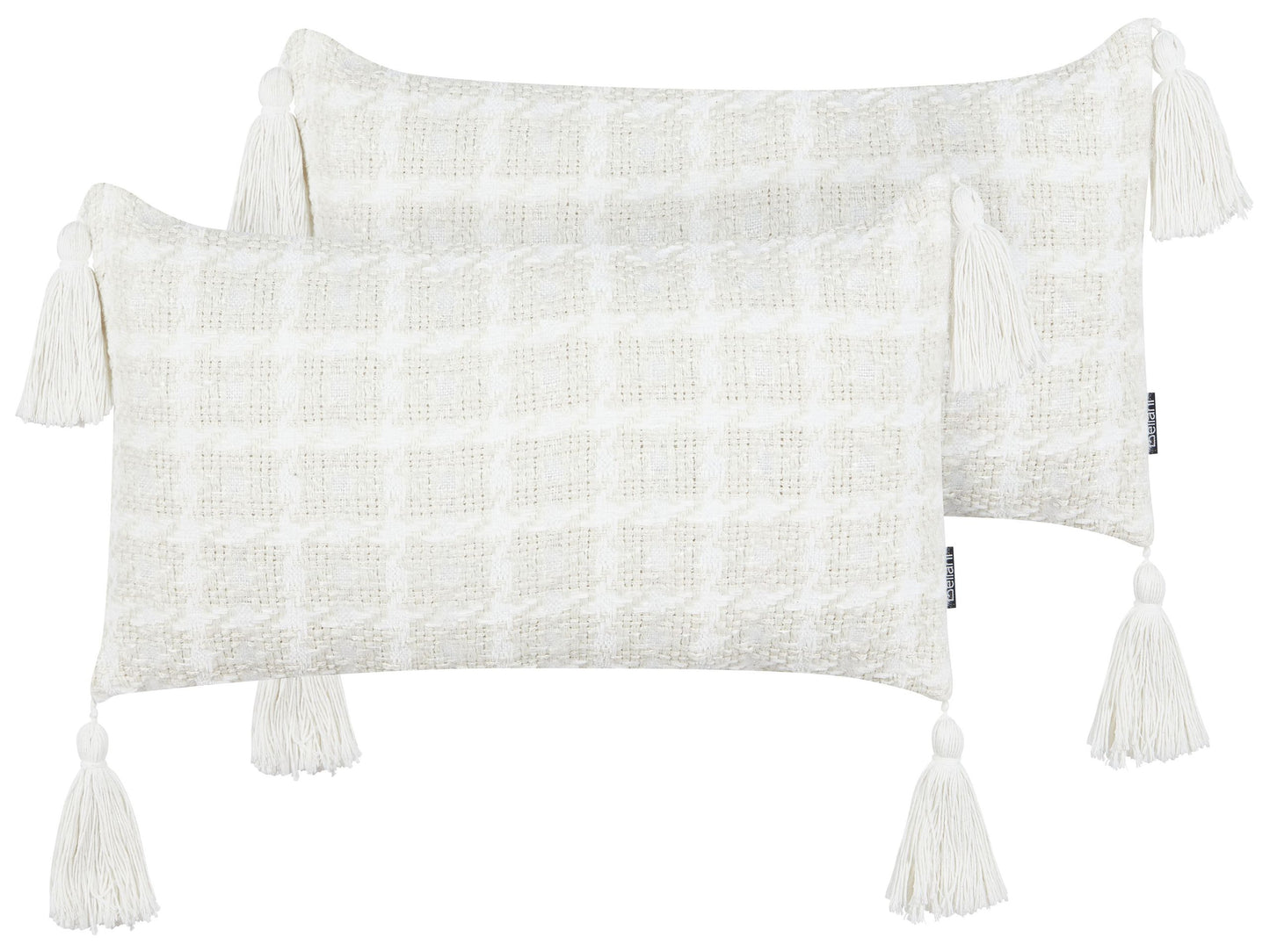 Dekokissen 2er Set DOURIS 30 x 60 cm Hellbeige Kariertes Muster