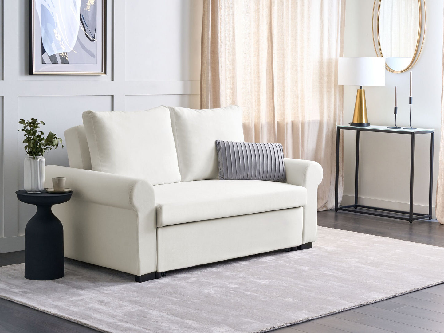 2-Sitzer Schlafsofa Leinenoptik creme SILDA