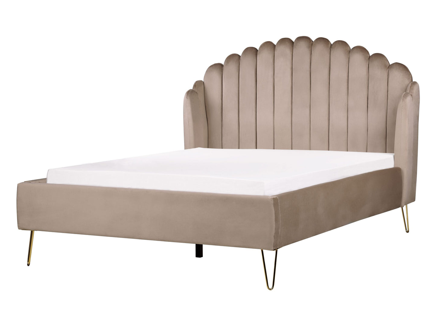 Bett mit Lattenrost Samtstoff AMBILLOU 140 x 200 cm Taupe