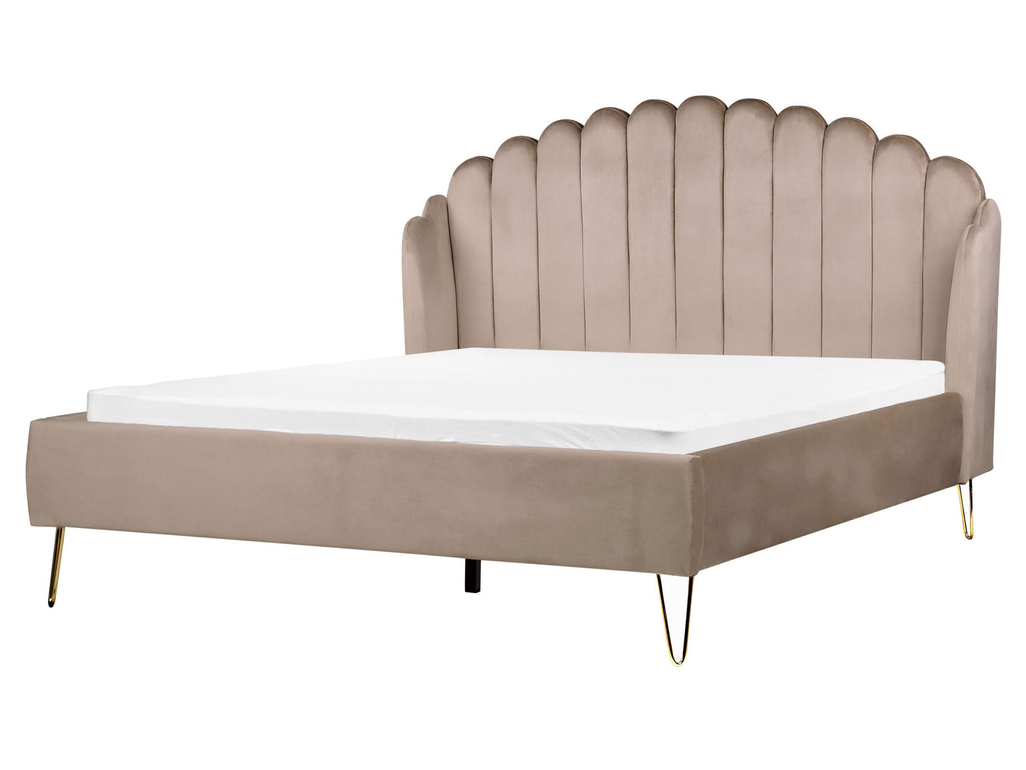 Bett mit Lattenrost Samtstoff AMBILLOU 160 x 200 cm Taupe
