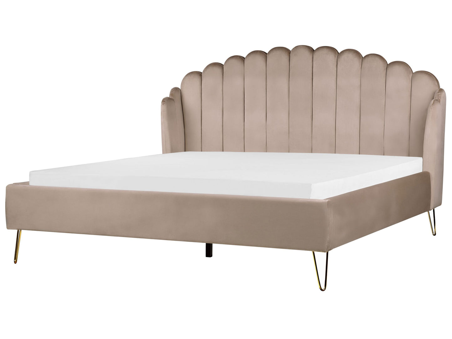 Bett mit Lattenrost Samtstoff AMBILLOU 180 x 200 cm Taupe