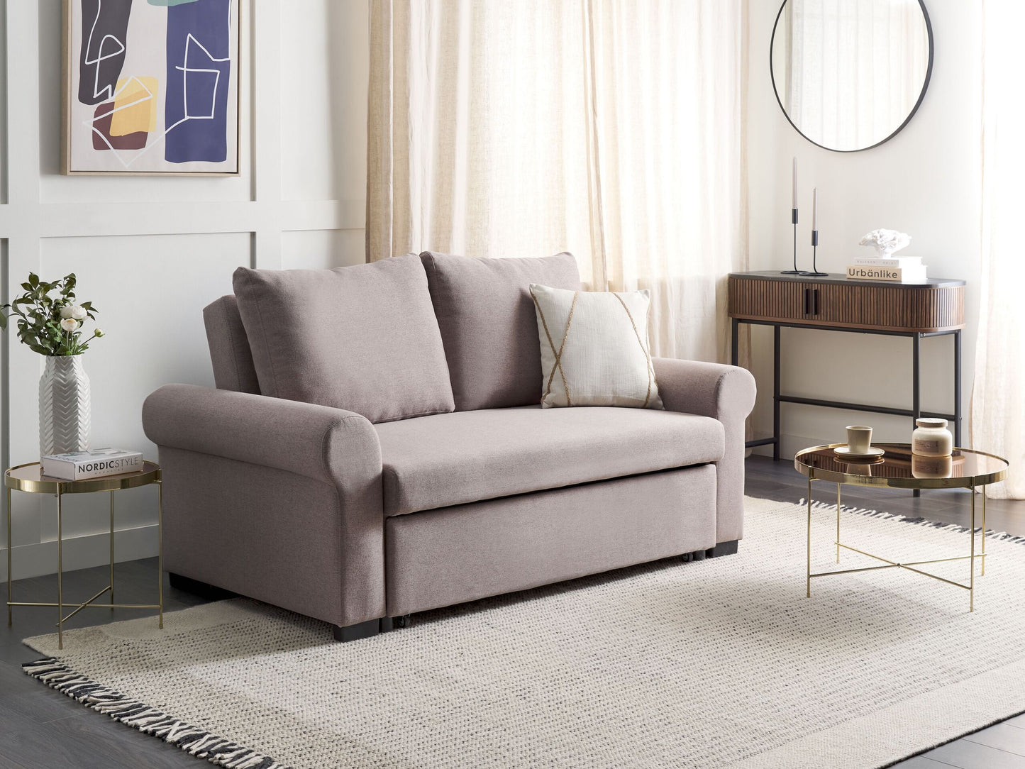 2-Sitzer Schlafsofa Leinenoptik hellbraun SILDA