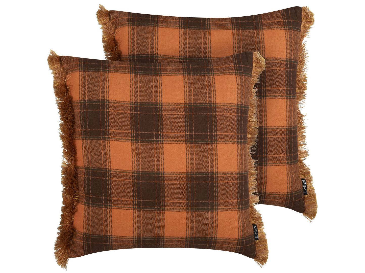 Dekokissen 2er Set BARJA 45 x 45 cm Orange Kariertes Muster