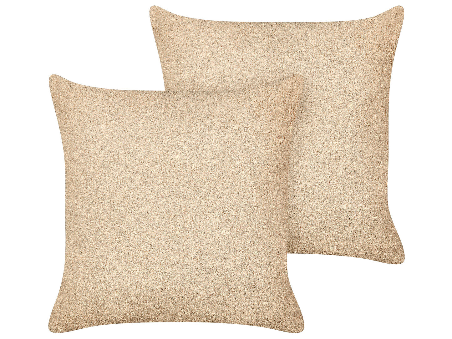 Dekokissen 2er Set LEUZEA Bouclé 45 x 45 cm Sandbeige Ohne Muster