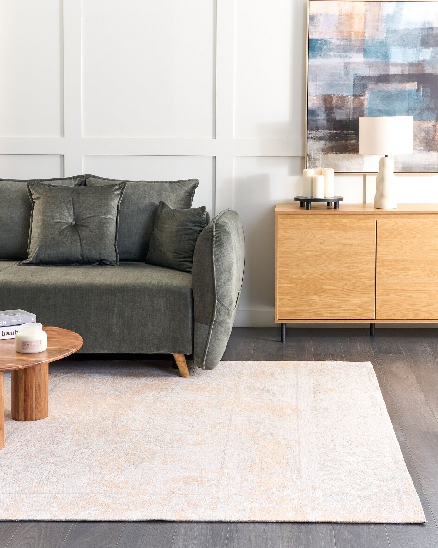 Teppich Baumwolle beige 200 x 300 cm orientalisches Muster Kurzflor BEYKOZ