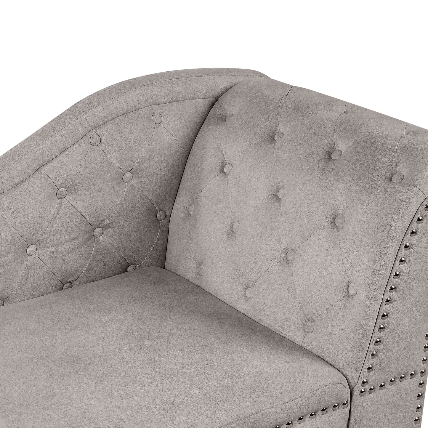 Chaiselongue Samtstoff taupe rechtsseitig NIMES