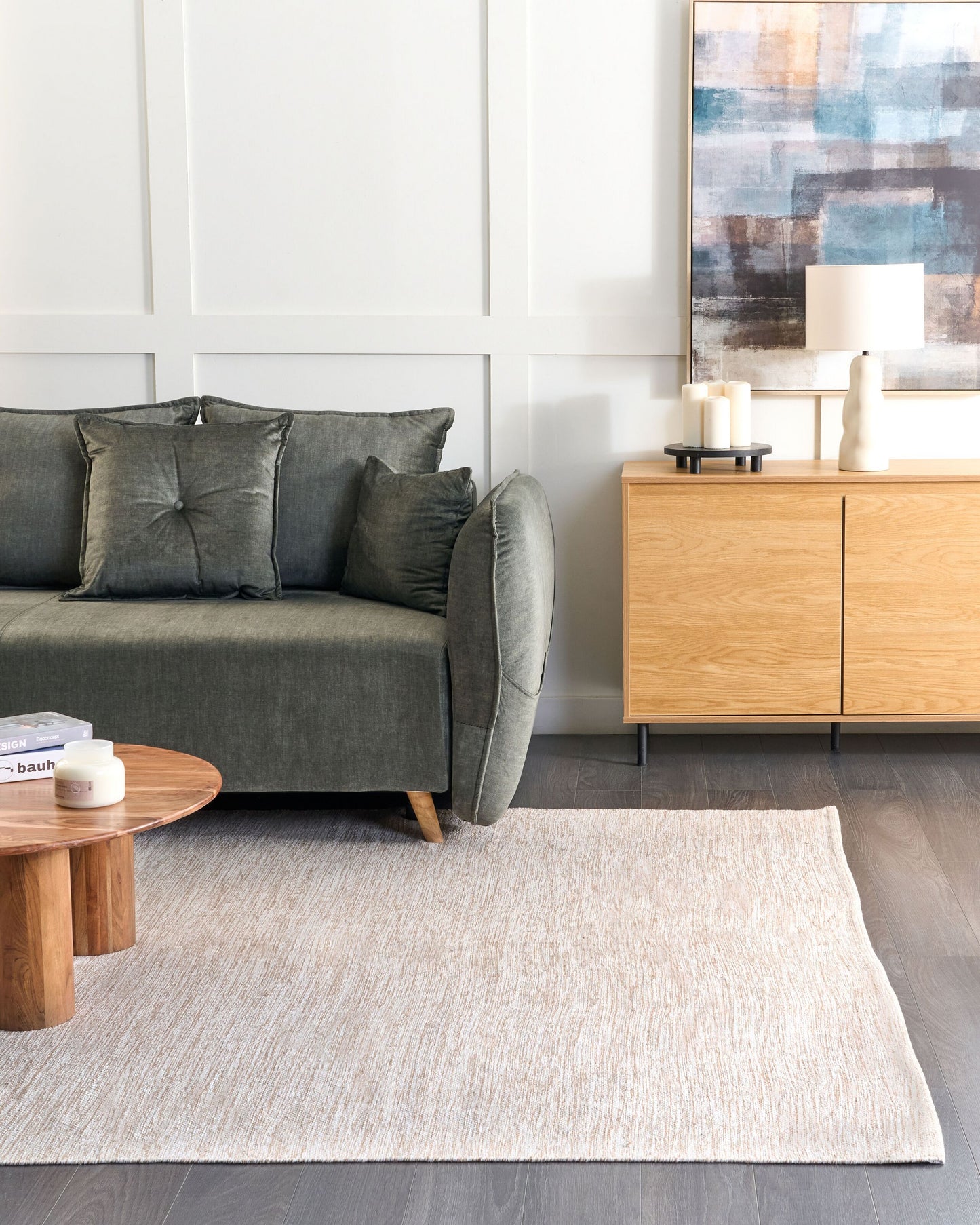 Teppich Baumwolle beige 200 x 300 cm Kurzflor DERINCE