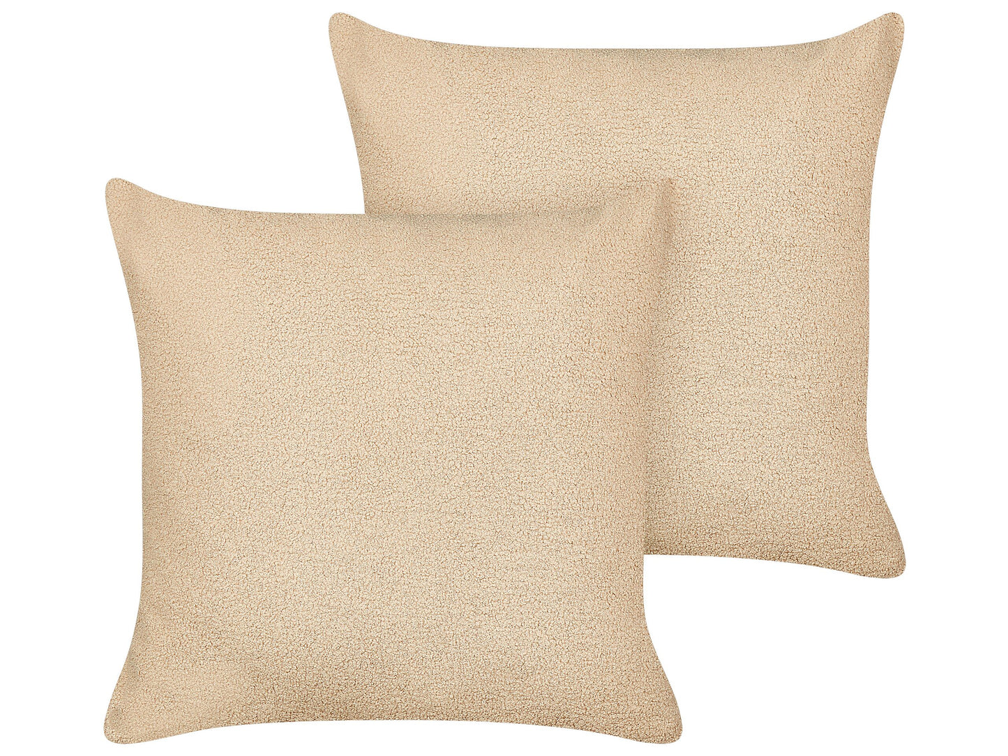 Dekokissen 2er Set LEUZEA Bouclé 60 x 60 cm Sandbeige Ohne Muster
