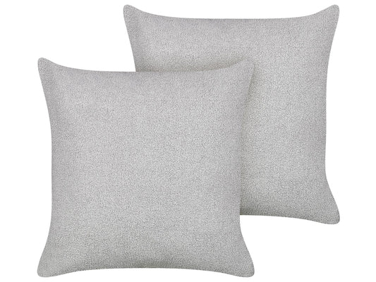 Dekokissen 2er Set LEUZEA Bouclé 60 x 60 cm Grau Ohne Muster