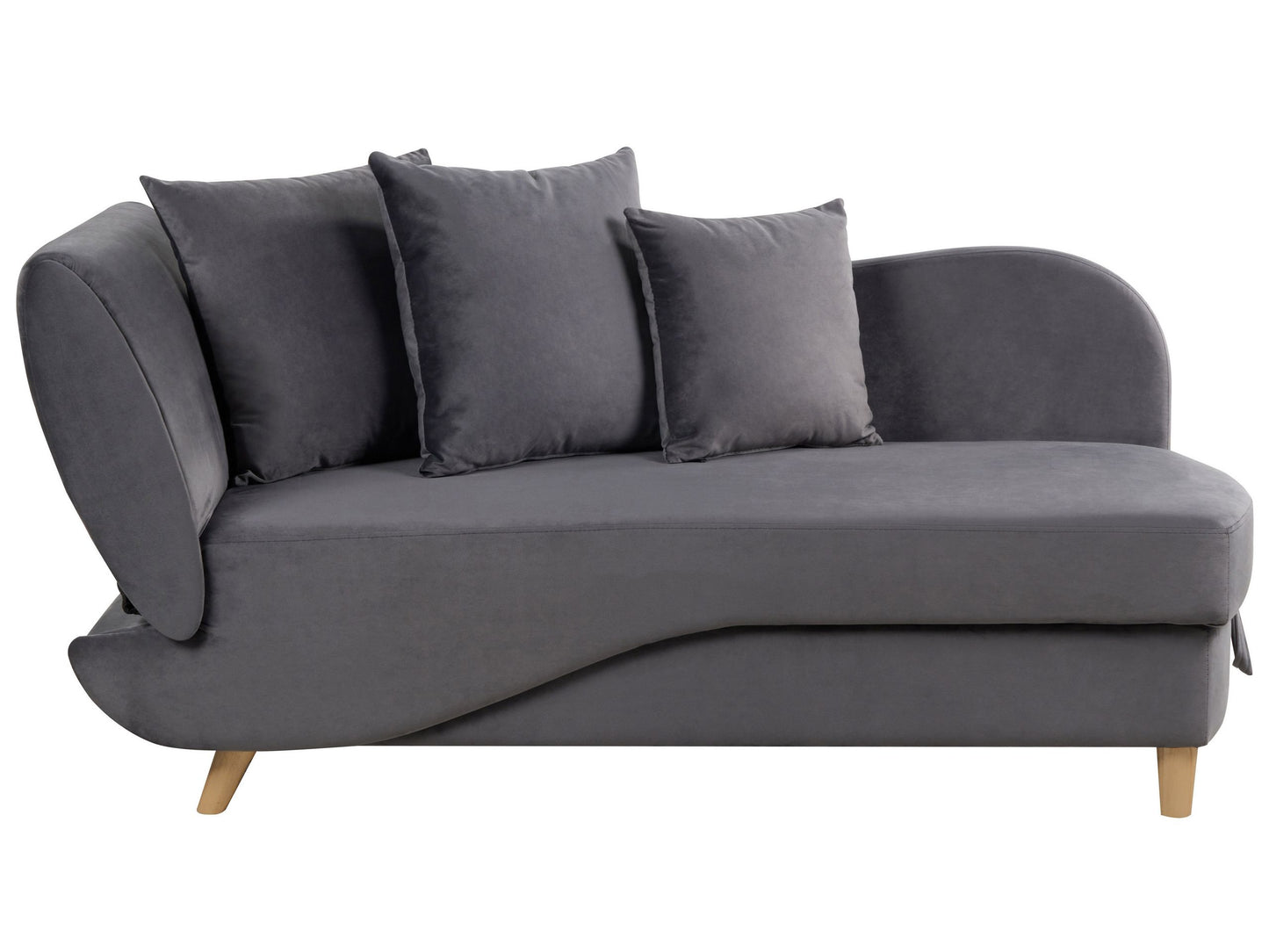 Chaiselongue Samtstoff dunkelgrau mit Bettkasten linksseitig MERI II