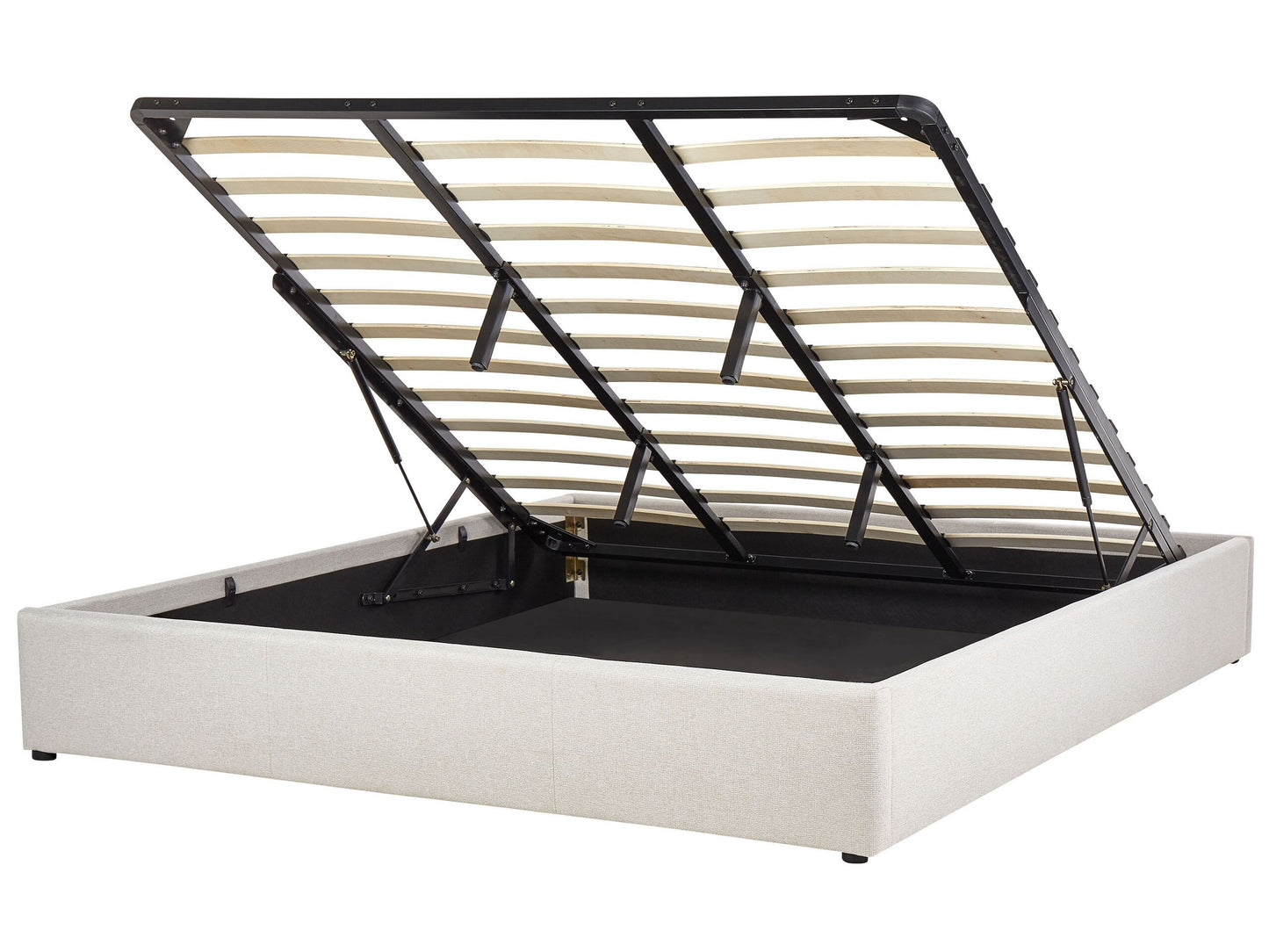 Bett mit Stauraum Stoff DINAN 180 x 200 cm Hellbeige