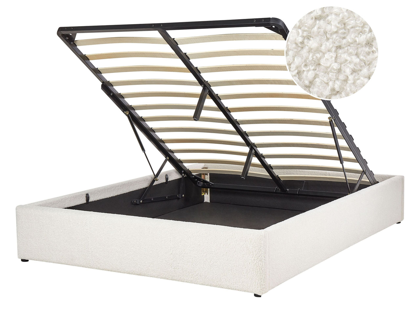 Bett mit Stauraum Bouclé DINAN 140 x 200 cm Cremeweiss