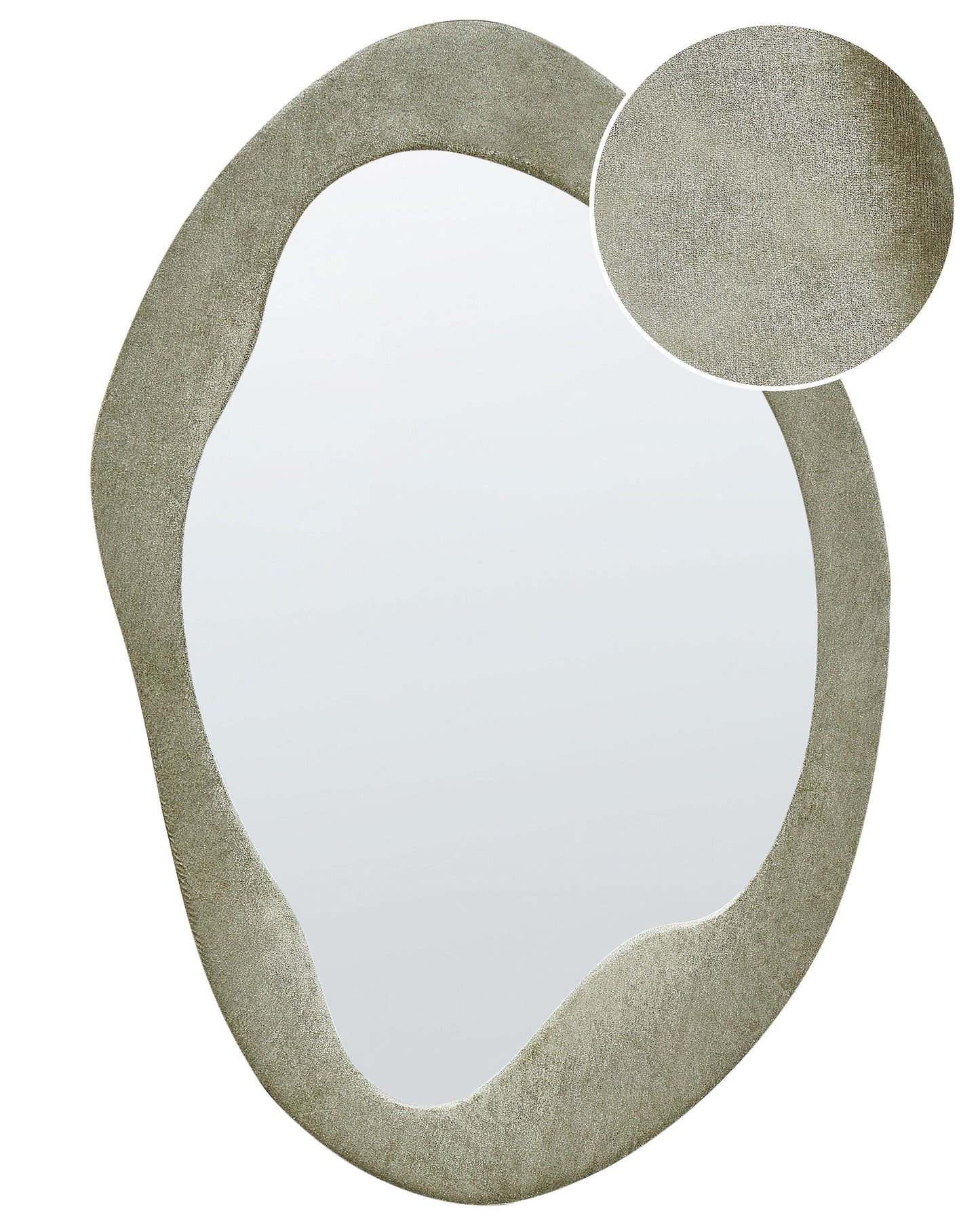 Wandspiegel LENAX 59 cm 90 cm Samtstoff Olivgrün