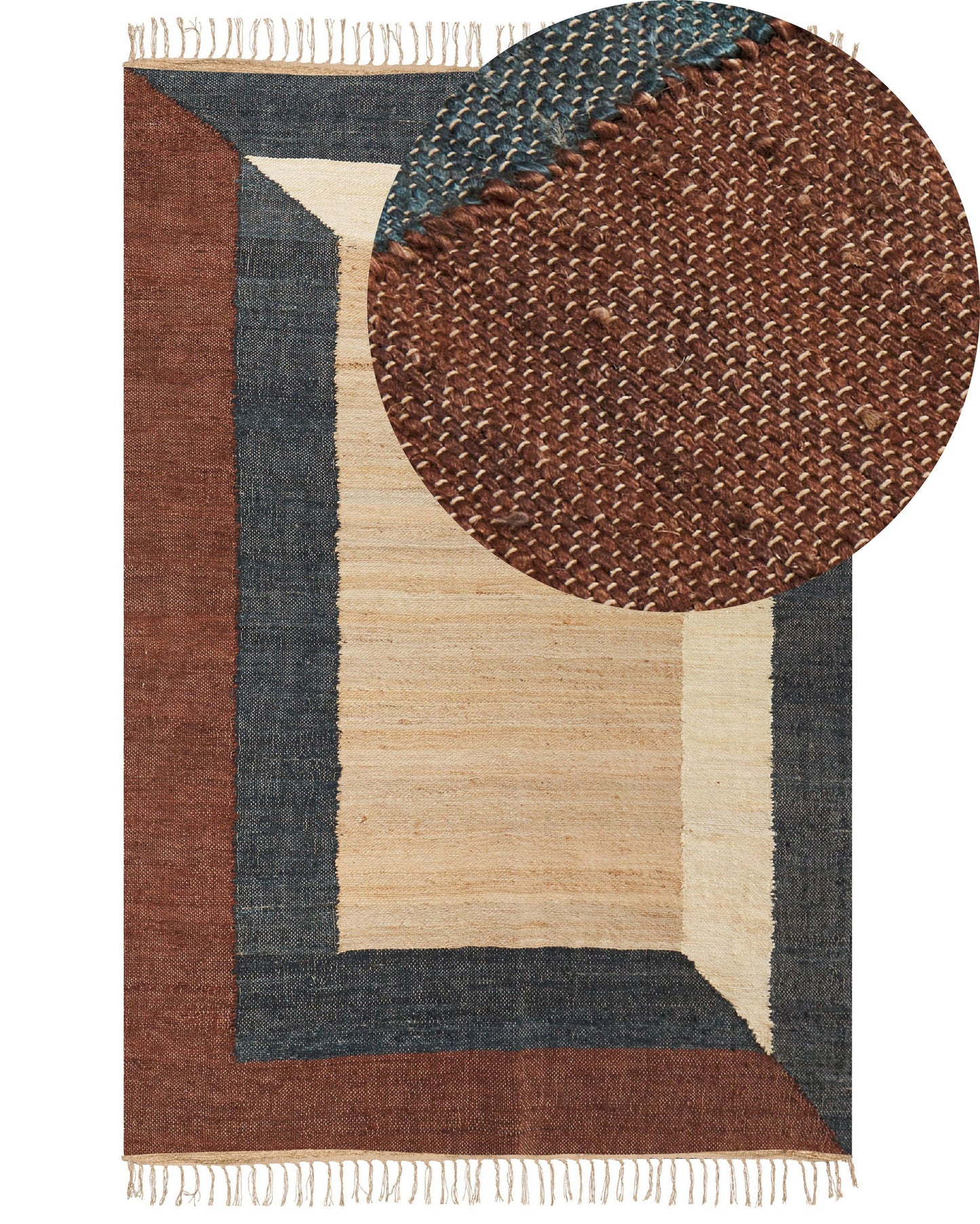 Teppich Jute mehrfarbig 200 x 300 cm geometrisches Muster Kurzflor ORTAKOY