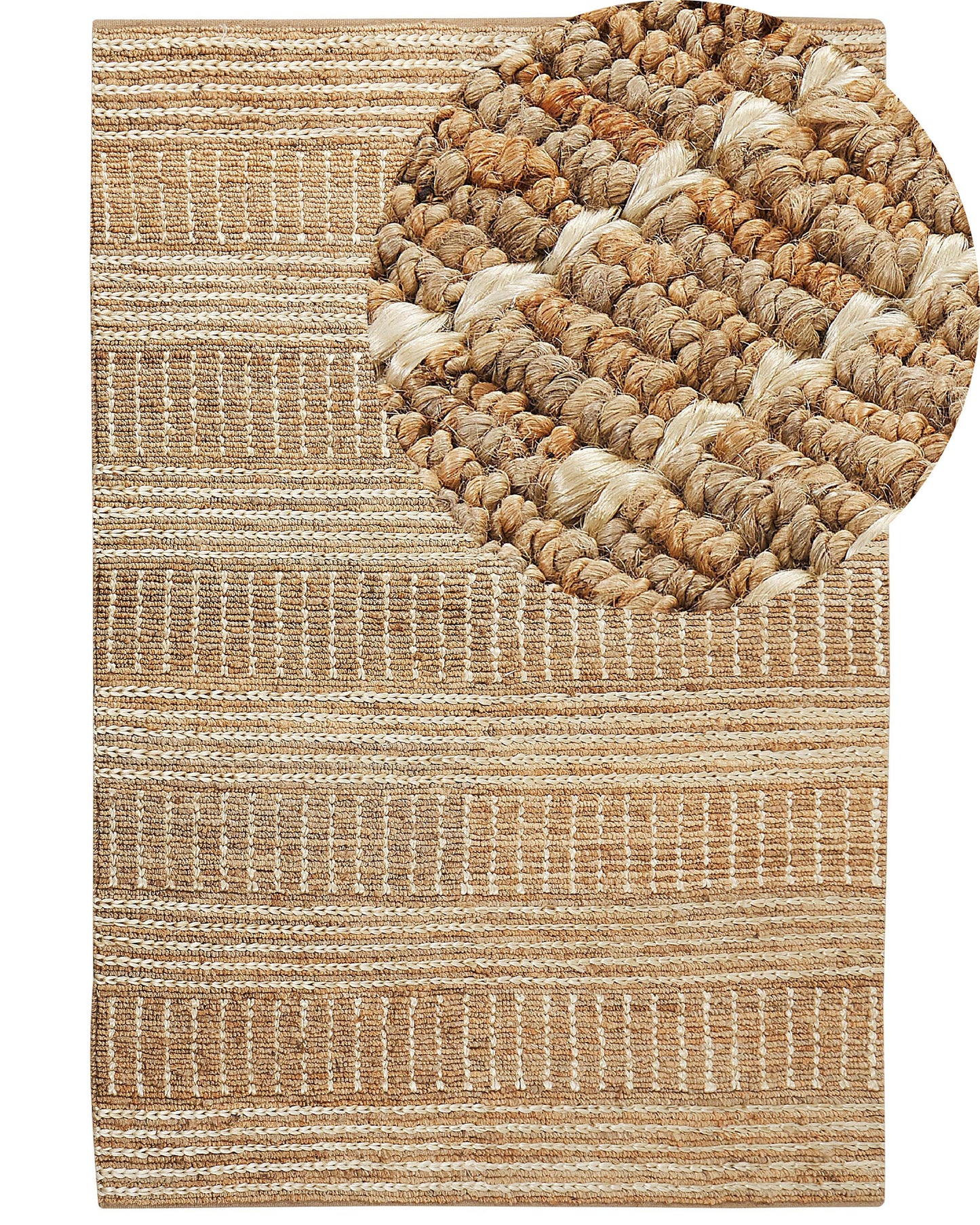 Teppich Jute beige 200 x 300 cm Streifenmuster Kurzflor KAMBERLI