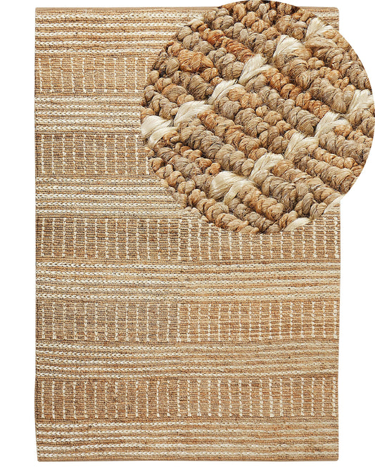 Teppich Jute beige 200 x 300 cm Streifenmuster Kurzflor KAMBERLI