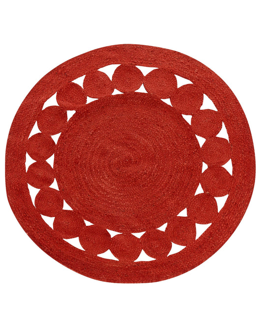 Teppich Jute rot ø 120 cm Kurzflor KOYUNLU