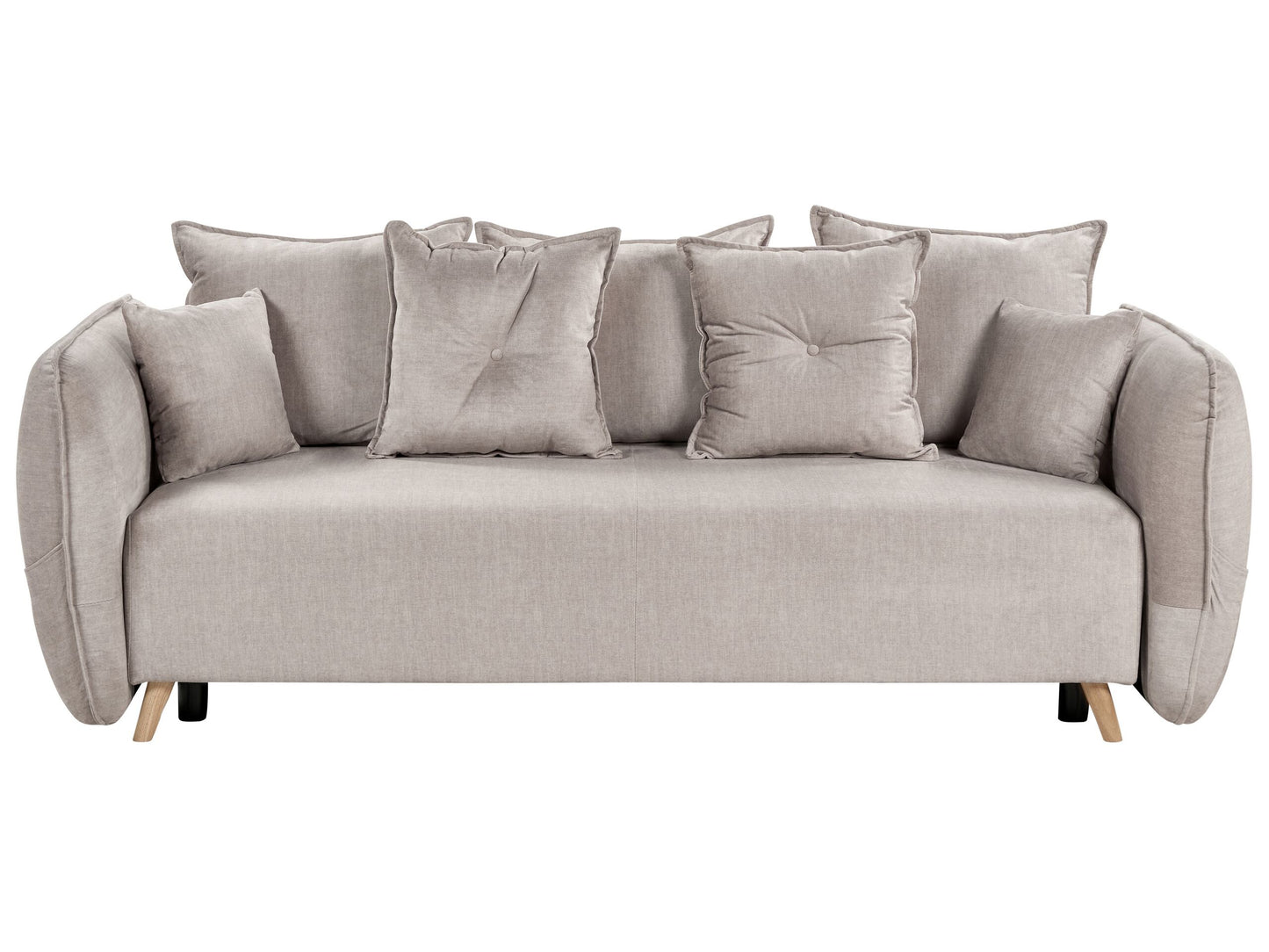 2-Sitzer Schlafsofa Samtstoff taupe mit Stauraum VALLANES