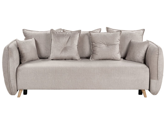 2-Sitzer Schlafsofa Samtstoff taupe mit Stauraum VALLANES