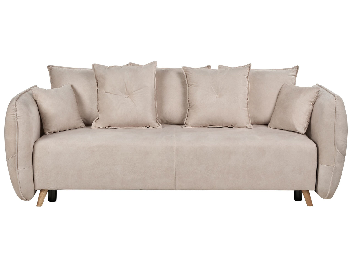2-Sitzer Schlafsofa Samtstoff creme mit Stauraum VALLANES