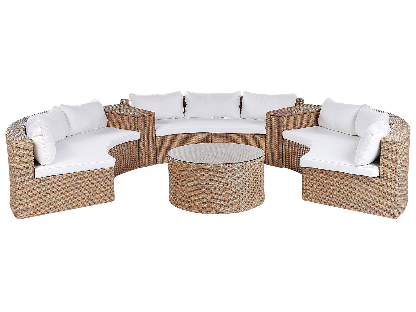 Lounge Set mit Tisch 9-Sitzer SEVERO Polyrattan Sandbeige