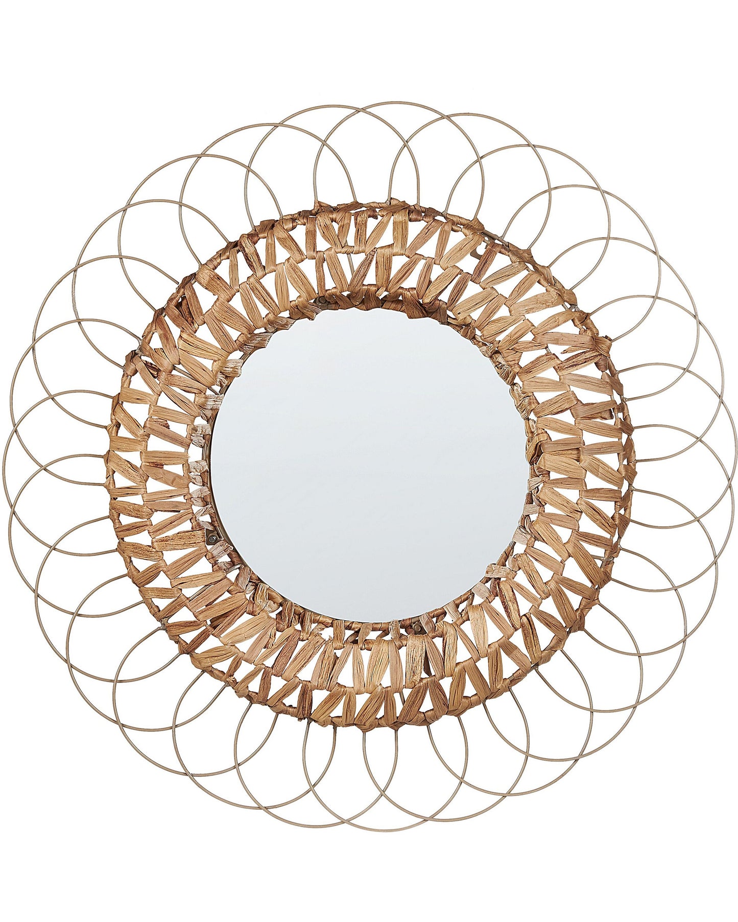 Wandspiegel PAMOL 67 cm 67 cm Geflecht Naturfarben