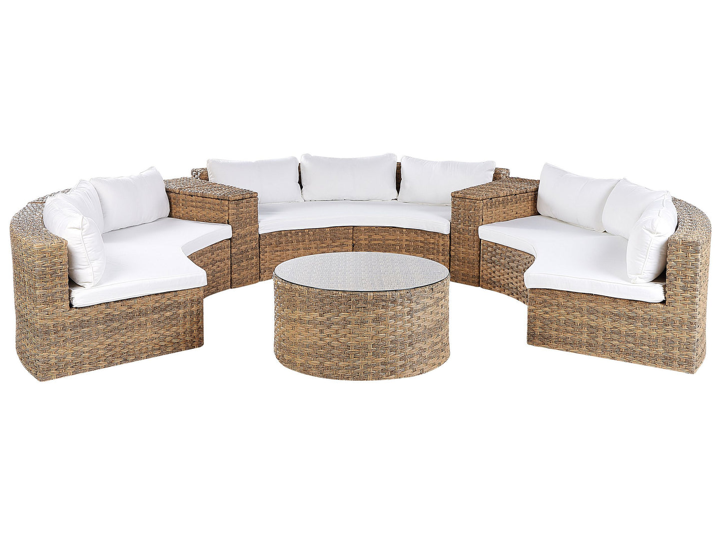 Lounge Set mit Tisch 9-Sitzer SEVERO Polyrattan Goldbraun
