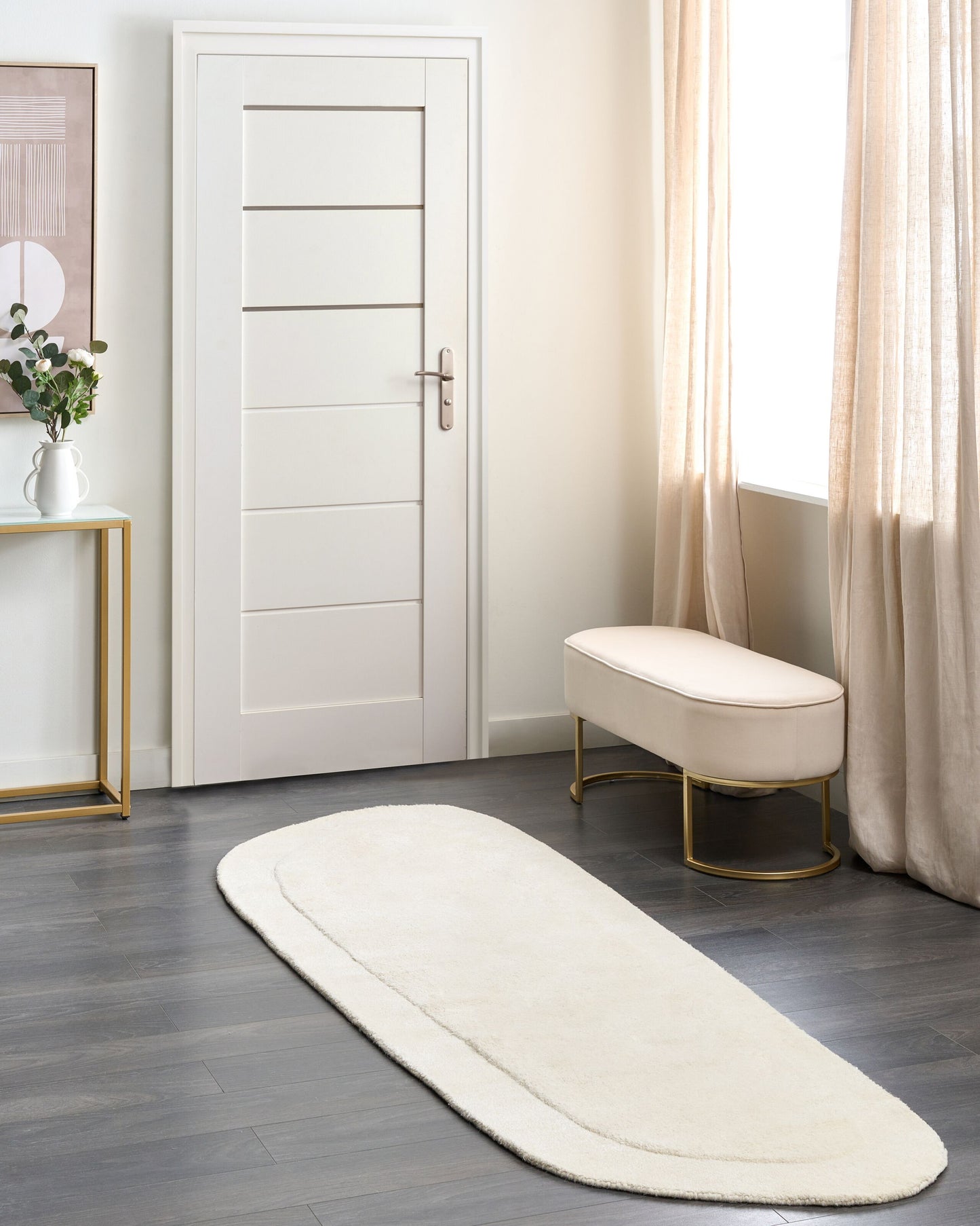 Teppich Viskose hellbeige 80 x 250 cm Kurzflor BERANI