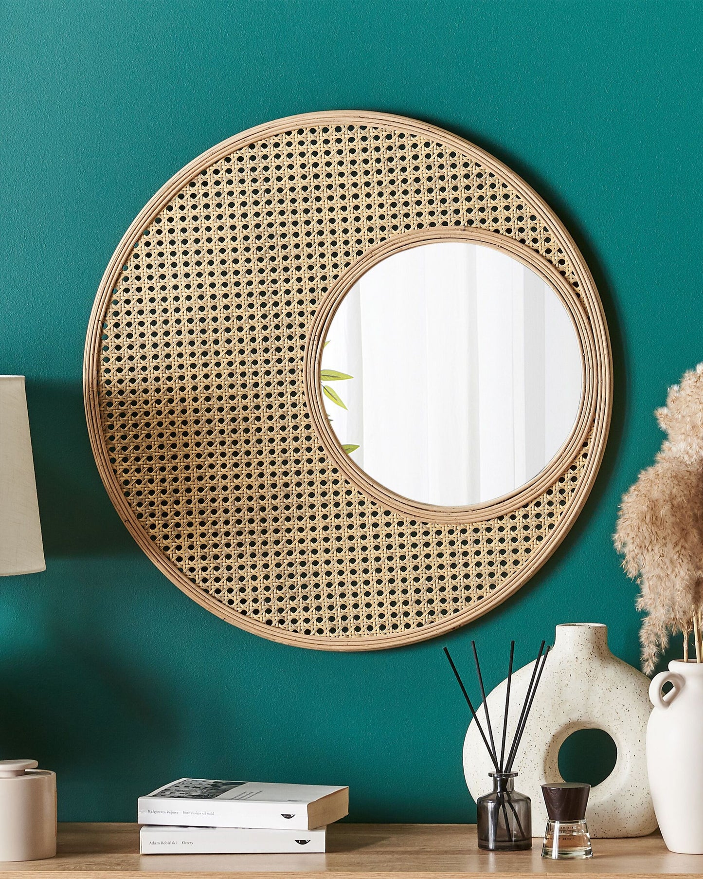 Wandspiegel PALAU 60 cm 60 cm Rattan Naturfarben
