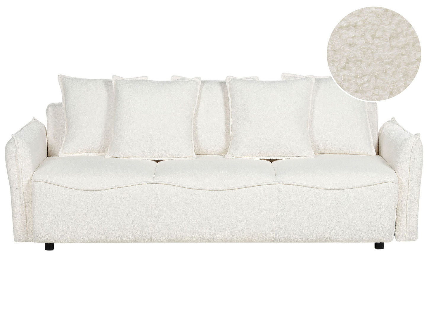 3-Sitzer Schlafsofa Bouclé cremeweiss mit Stauraum KRAMA