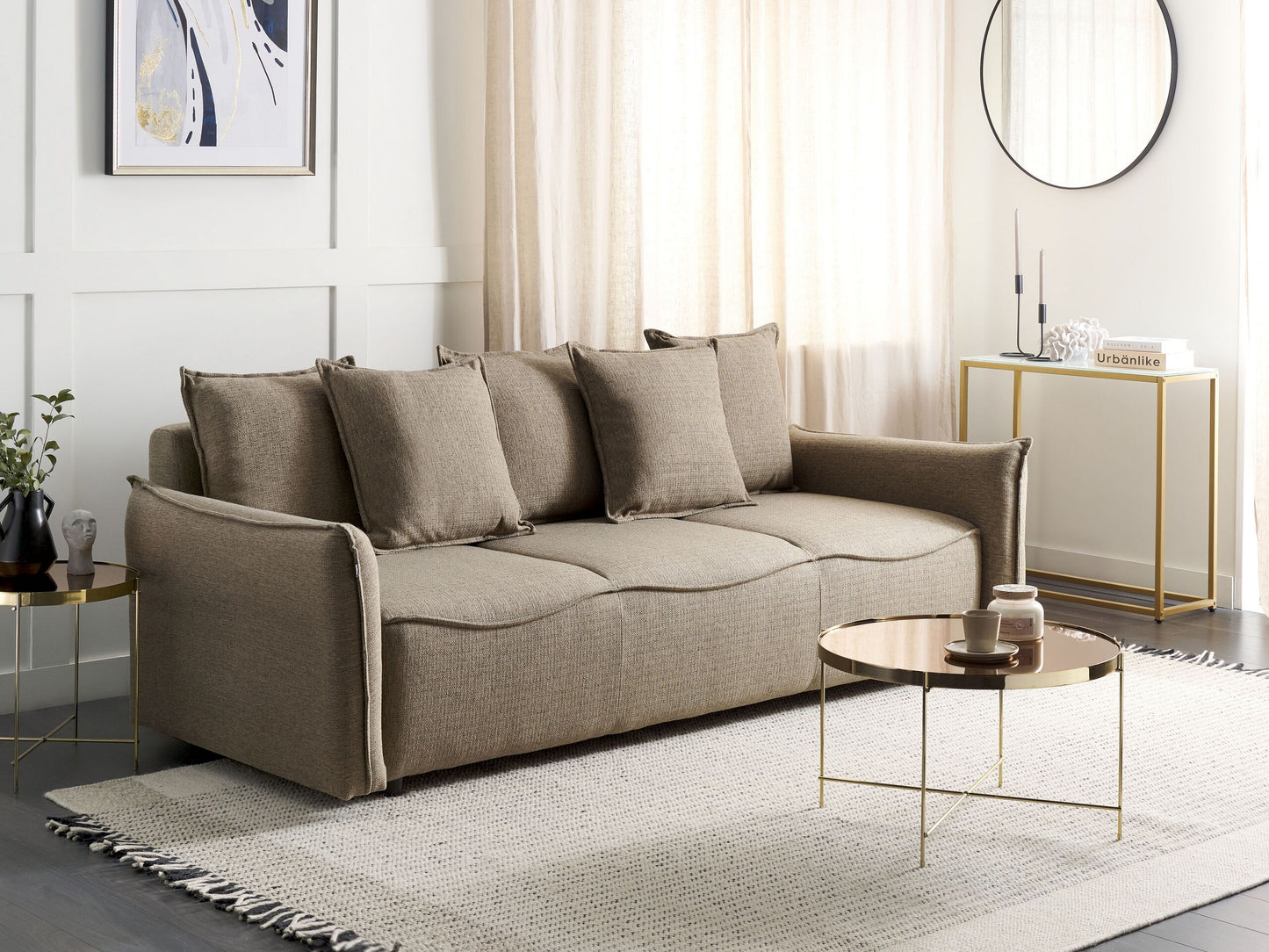 3-Sitzer Schlafsofa braun mit Stauraum KRAMA