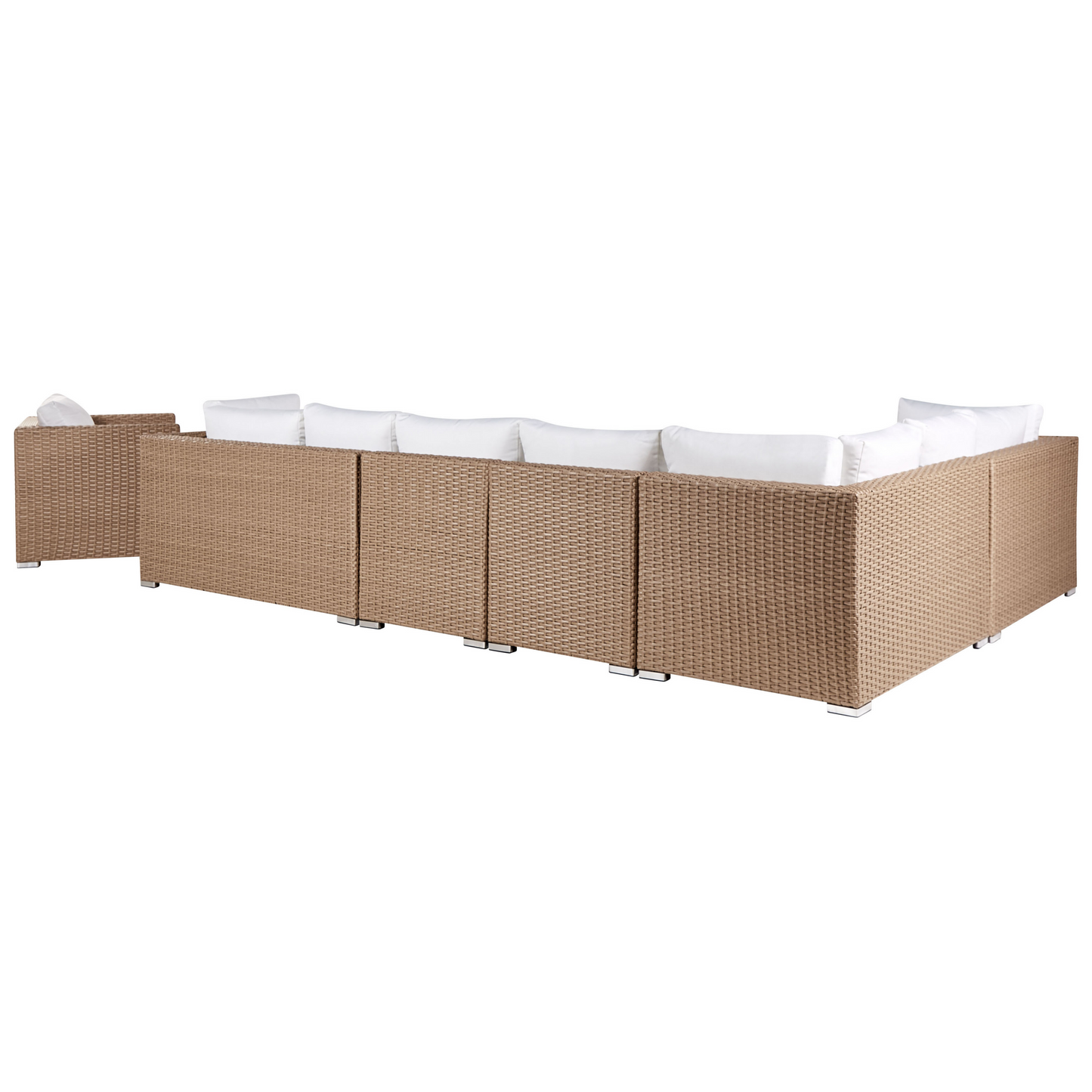 Lounge Set mit Tisch 8-Sitzer XXL rechtsseitig modular Polyrattan Sandbeige