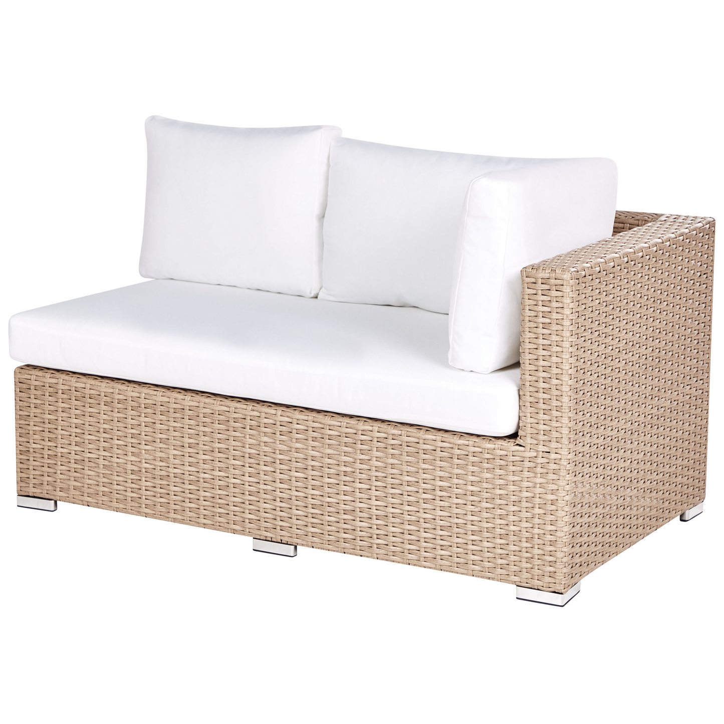 Lounge Set mit Tisch 8-Sitzer XXL rechtsseitig modular Polyrattan Sandbeige