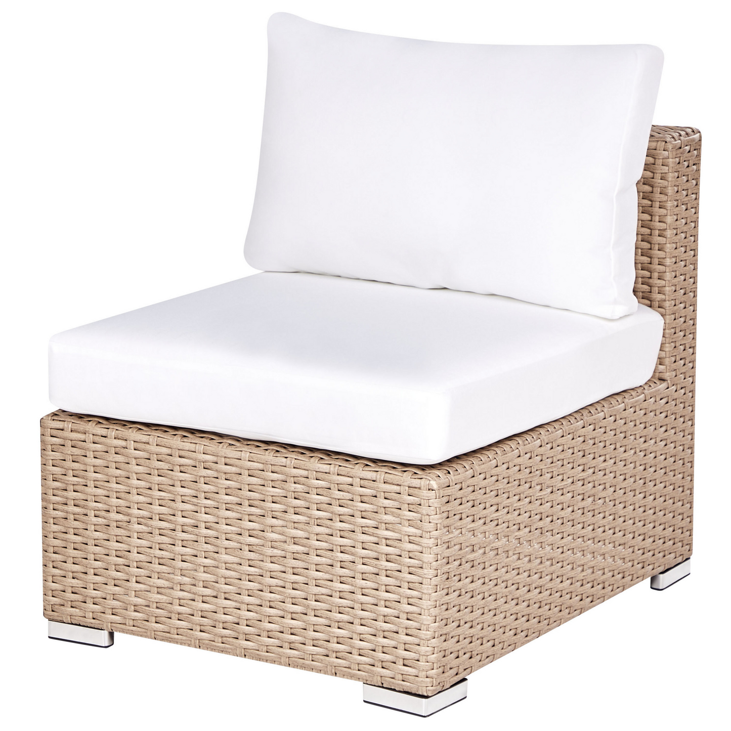Lounge Set mit Tisch 8-Sitzer XXL rechtsseitig modular Polyrattan Sandbeige
