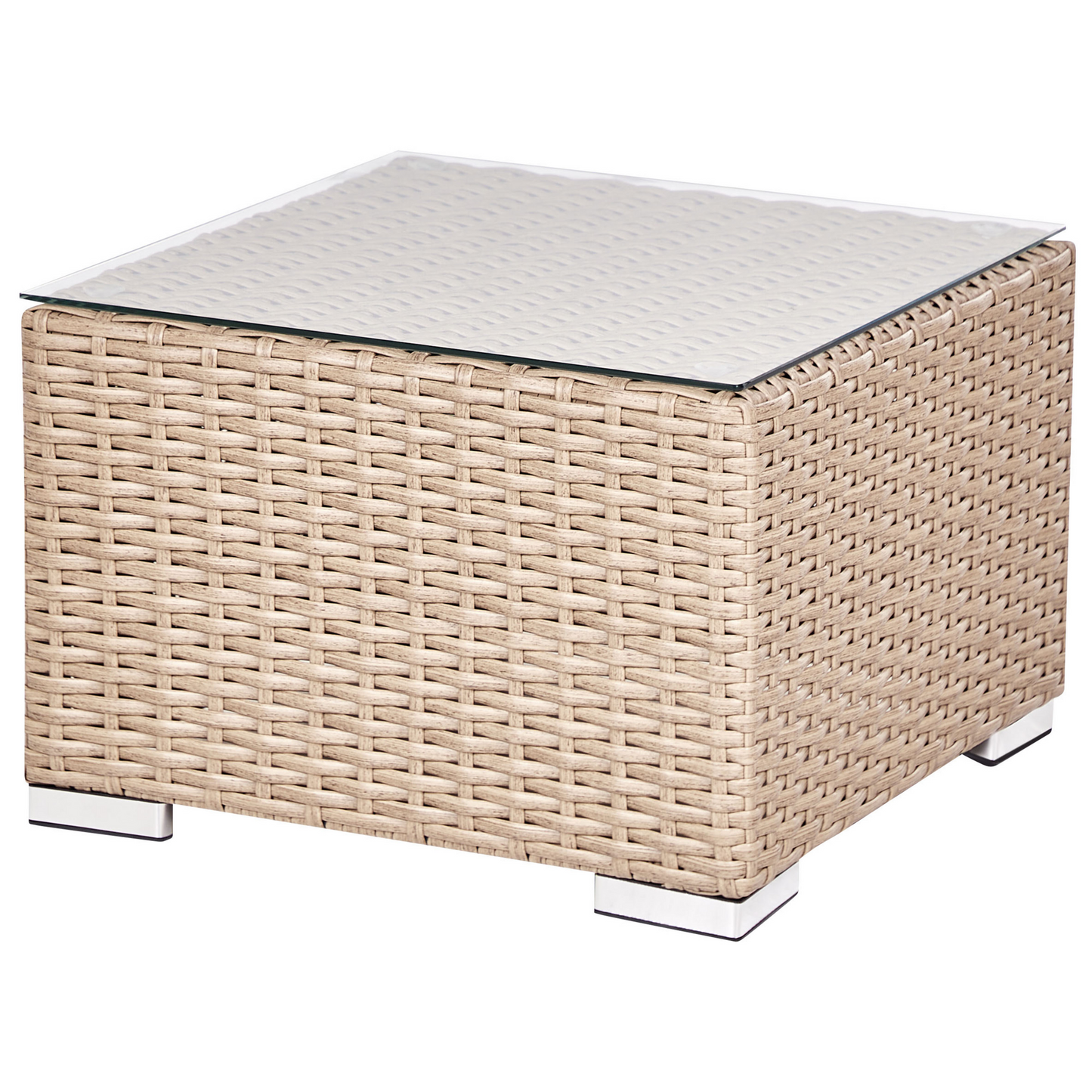 Lounge Set mit Tisch 8-Sitzer XXL rechtsseitig modular Polyrattan Sandbeige