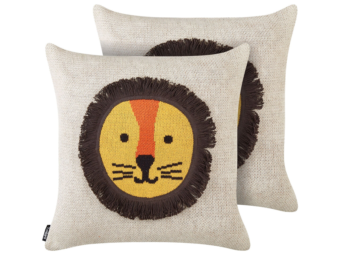 Dekokissen Baumwolle Löwenmotiv beige 45 x 45 cm 2er Set SARANGAR