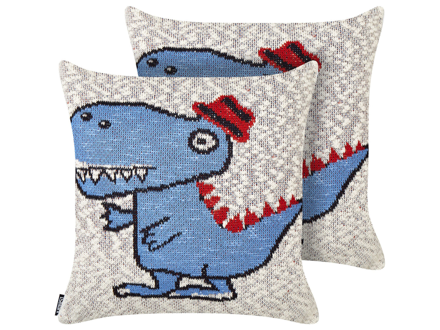 Dekokissen Dinosauriermotiv Baumwolle beige / blau 45 x 45 cm 2er Set GAMBIR