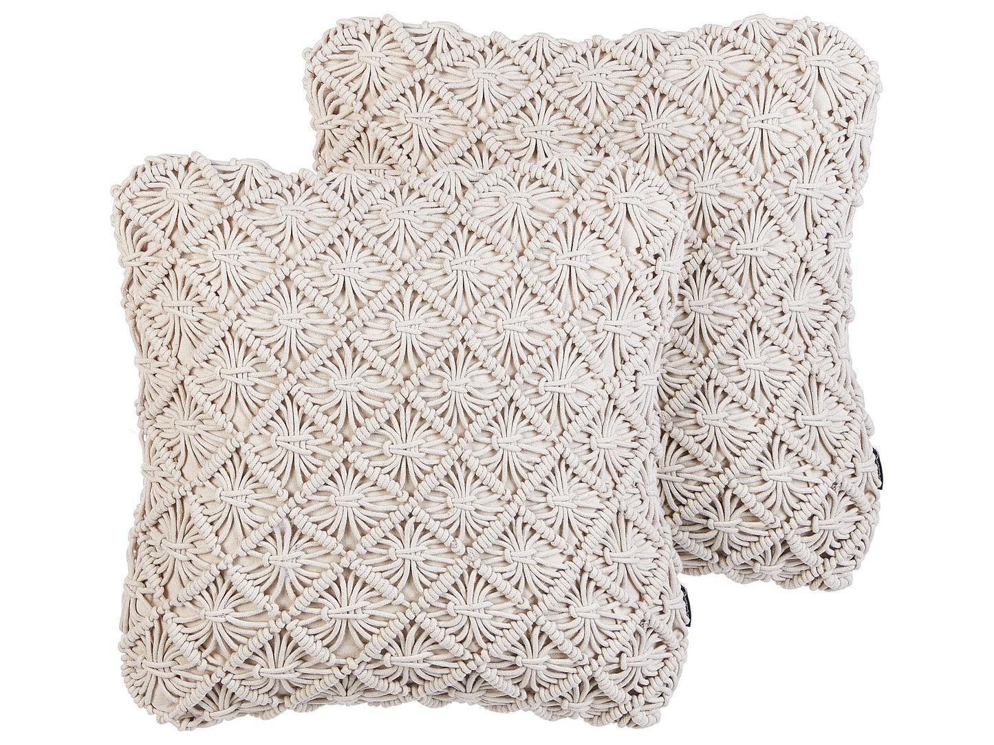 Dekokissen 2er Set KIZKALESI Baumwolle 45 x 45 cm Hellbeige Geometrisches Muster