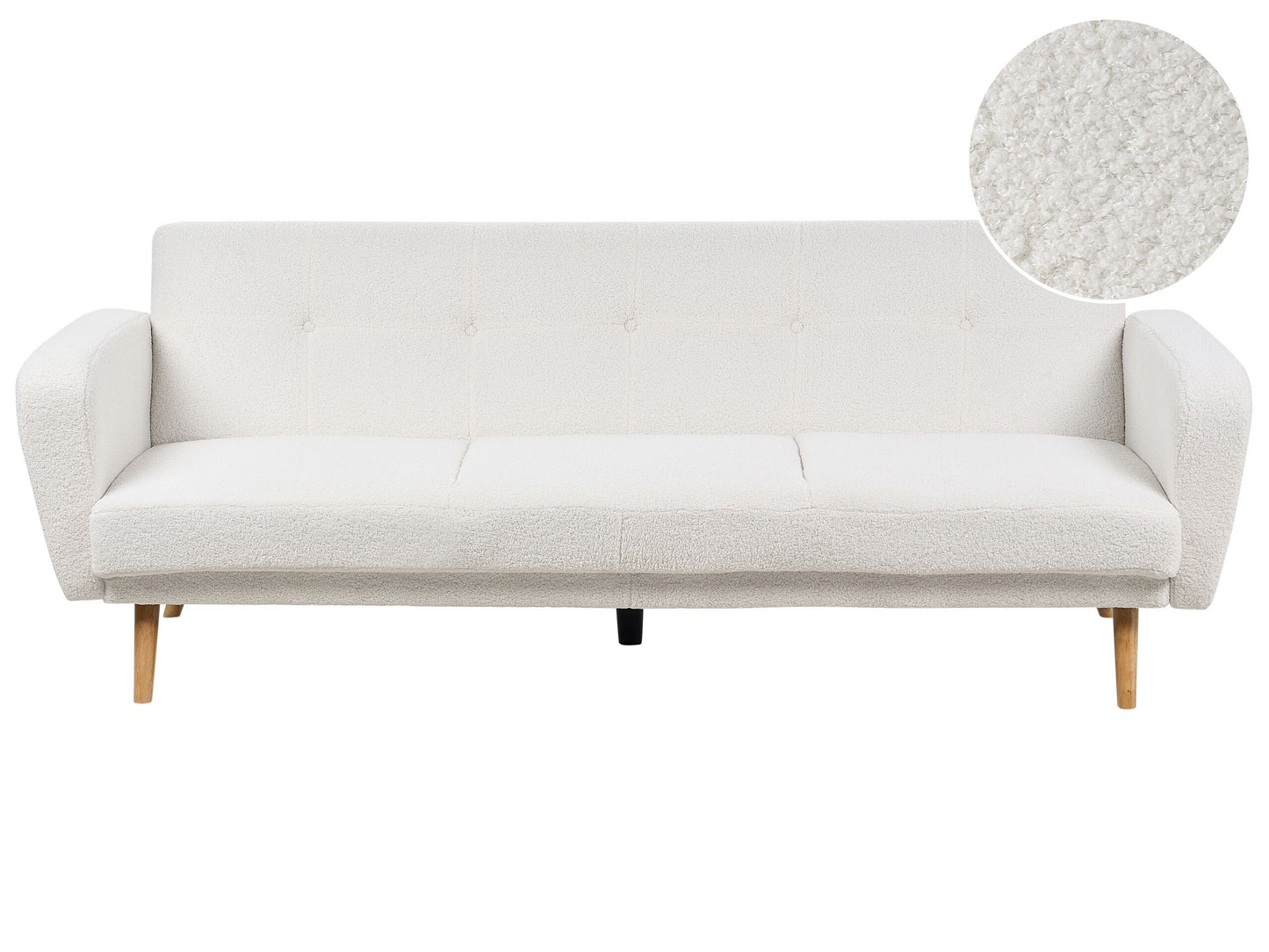 3-Sitzer Schlafsofa Bouclé cremeweiss verstellbar FLORLI