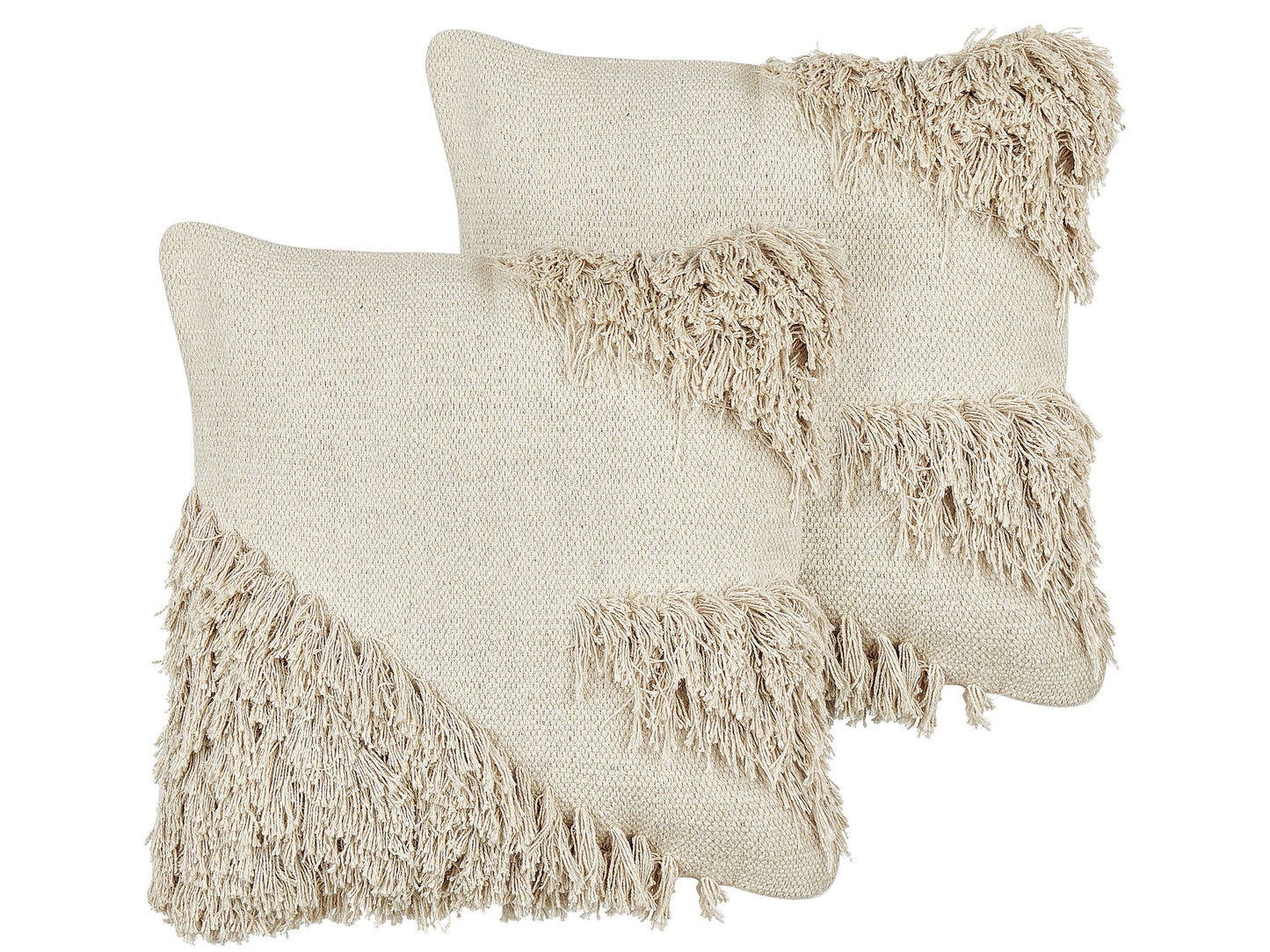 Dekokissen 2er Set SOURWOOD Baumwolle 45 x 45 cm Beige Geometrisches Muster