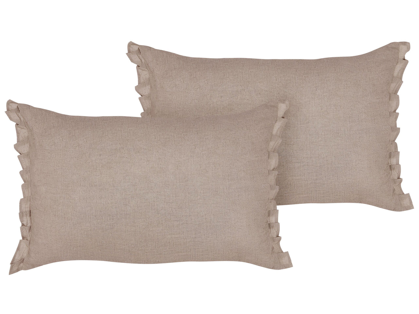 Dekokissen 2er Set SASSAFRAS Leinen 30 x 45 cm Hellbraun Ohne Muster