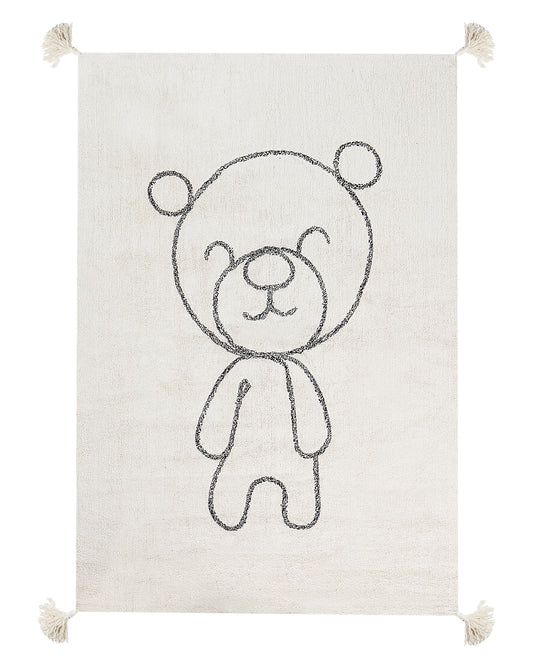 Baumwollteppich Teddybär Motiv 140 x 200 cm Beige ZORAKAN