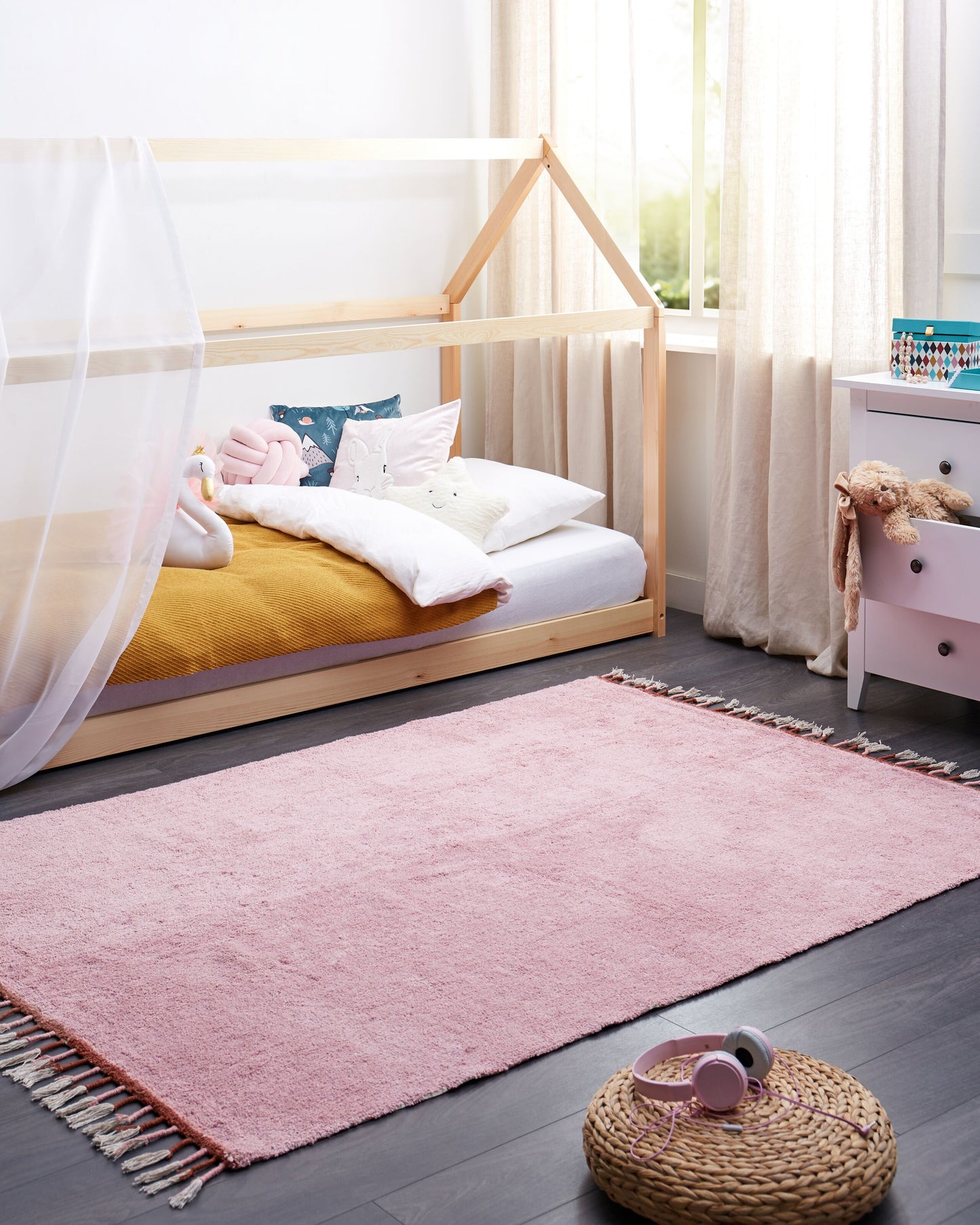 Baumwollteppich 140 x 200 cm Rosa CAPARLI