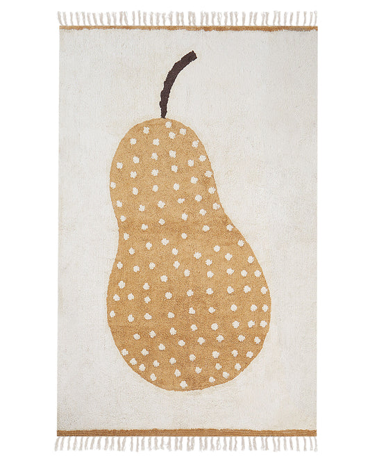 Baumwollteppich mit Birnendruck 140 x 200 cm Grauweiss KHIDARI