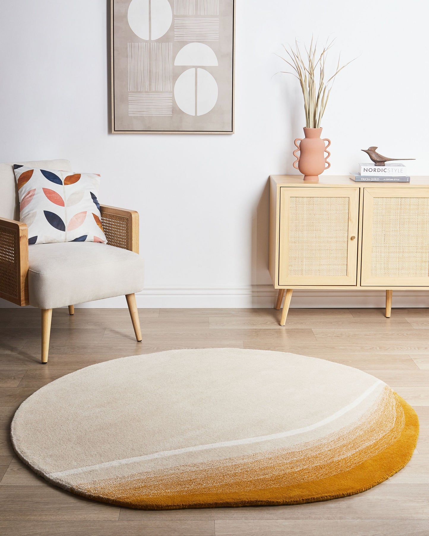 Teppich Wolle beige / gelb ⌀ 140 cm GRENADE