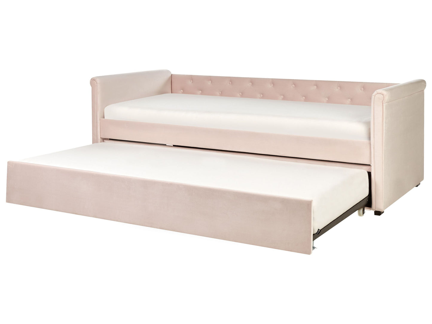 Ausziehbett Samtstoff LIBOURNE 90 x 200 cm Pastellrosa