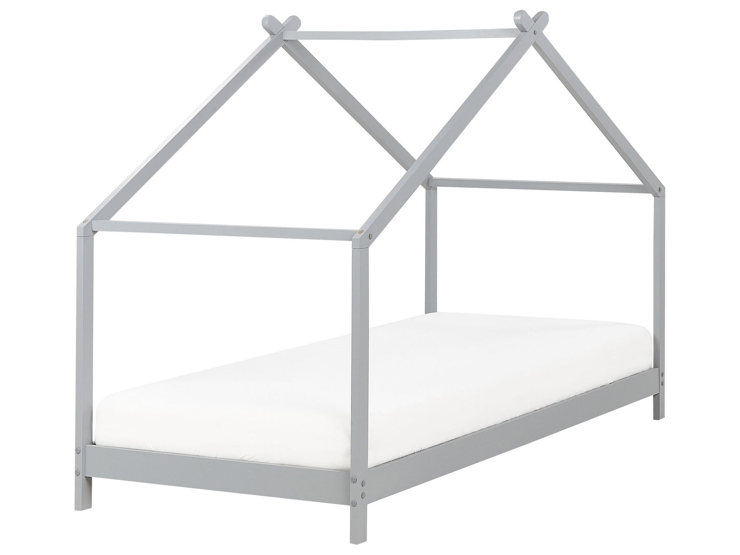 Kinder-Hausbett Kiefernholz grau Lattenrost 90 x 200 cm ORLU
